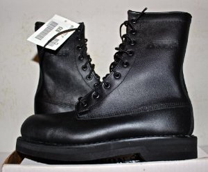 black leather work boots