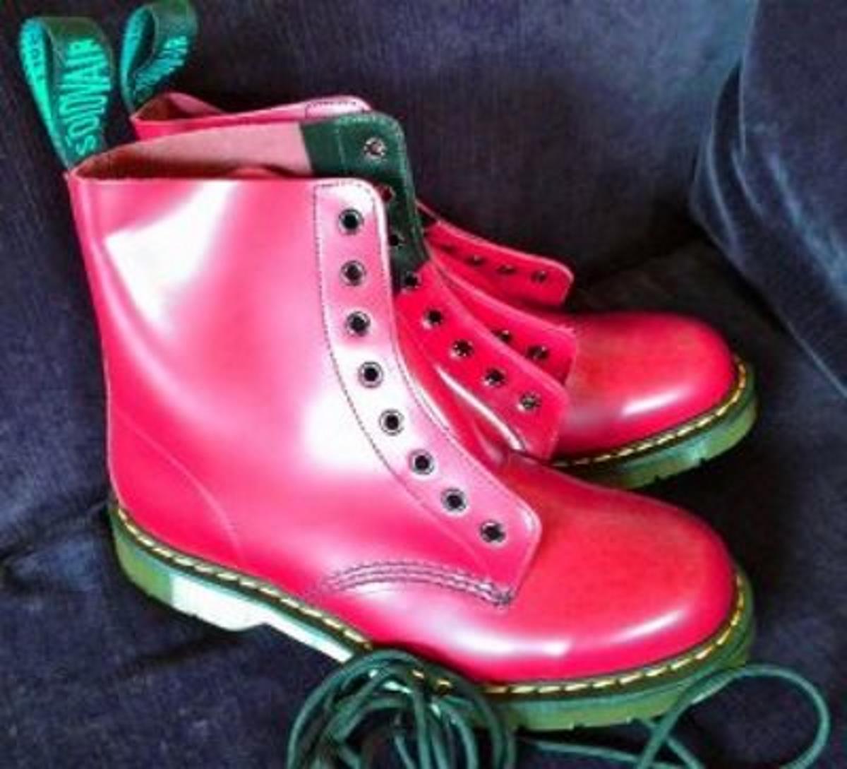 neon pink combat boots